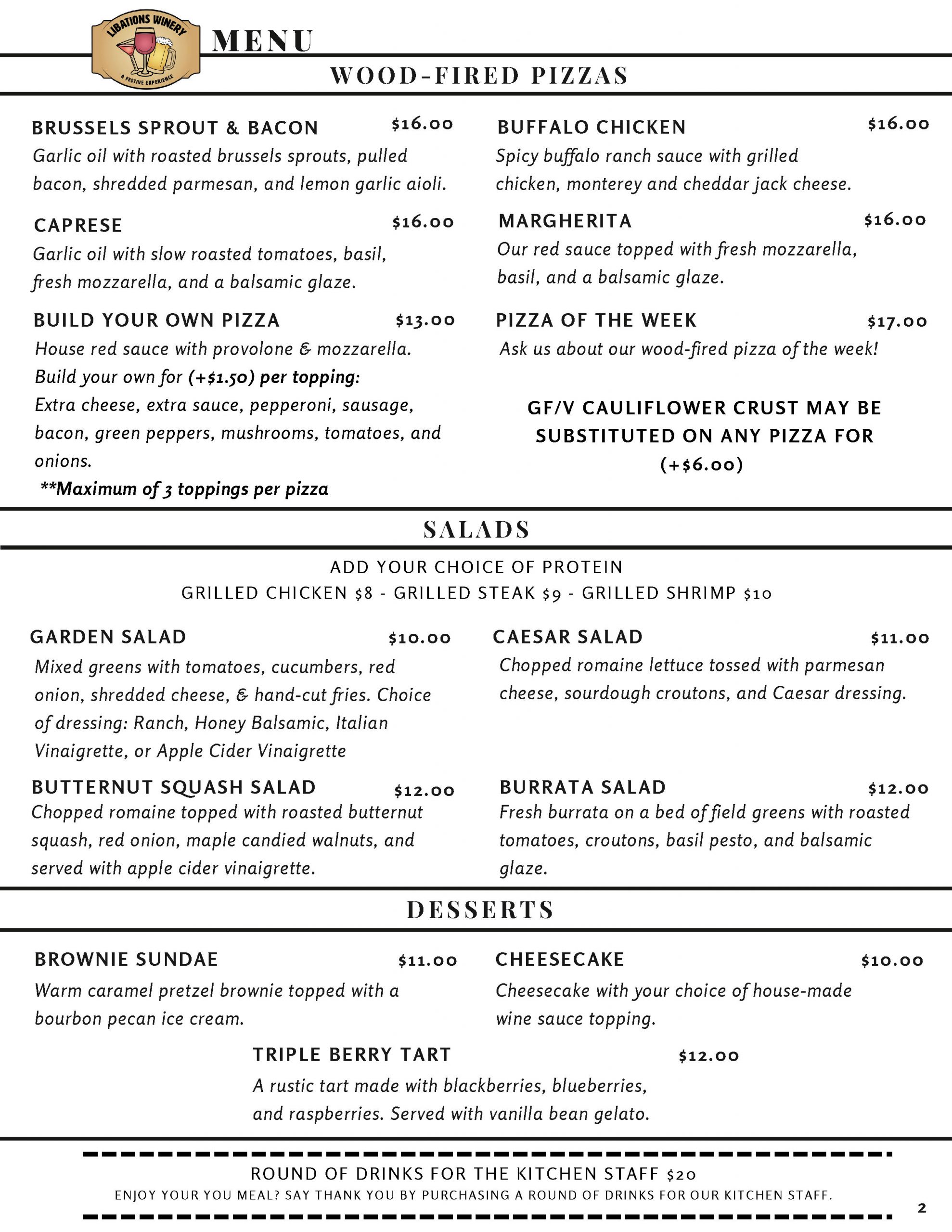 Menu | Libations Winery